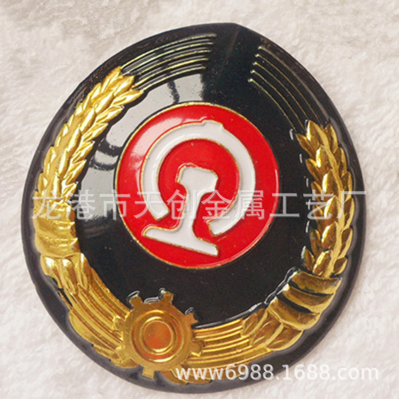 純銅材料無電鍍帽徽 烤漆琺瑯景泰藍胸章帽徽 環境保護本綠.