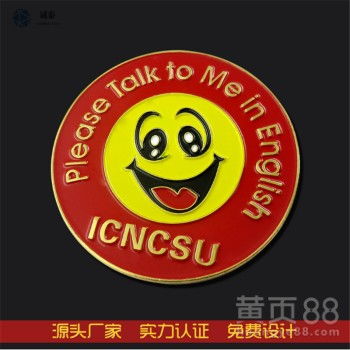 【金屬胸章定制鋅合金壓鑄烤漆胸章卡通笑臉胸針制作】-