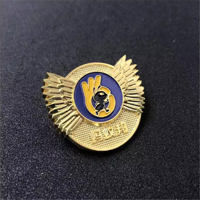 鋅合金材質(zhì)徽章琺瑯填色logo胸章山東訂做徽章廠
