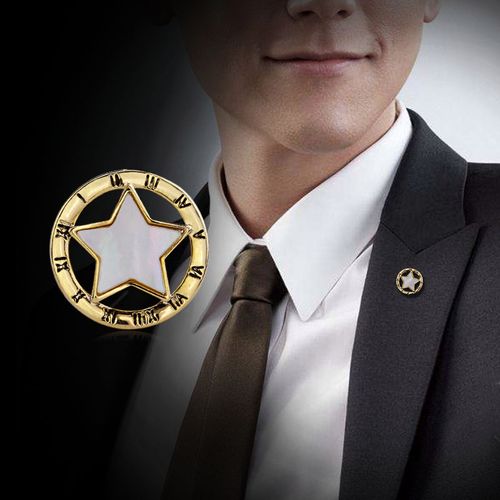 男士胸針高檔胸花西服領(lǐng)針配飾潮人五角星徽章扣針奢華小胸章領(lǐng)扣