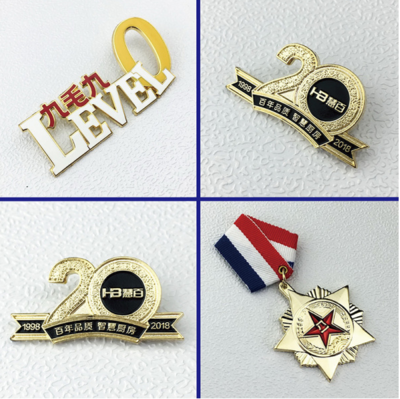 藍色蓮花琺瑯徽章金屬胸章花朵徽章生產廠家